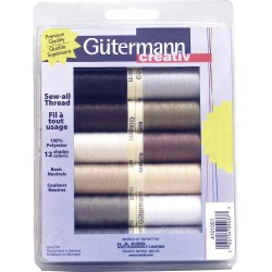 GÜTERMANN 12 PC SEW-ALL 100M THREAD SET - NEUTRAL COLOURS